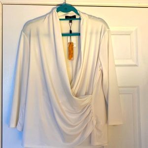 Melissa Paige Long sleeve wrap top. Color: whipped cream XL